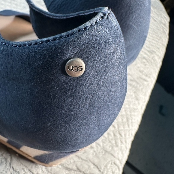 UGG Blue and Tan Sandals with Suede Straps - Picture 4 of 9